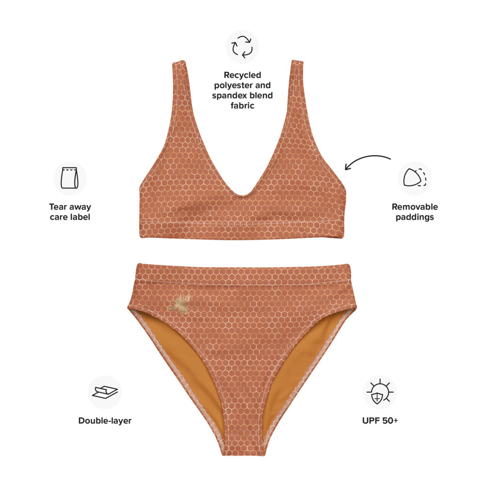 Honeycomb Recycled high waisted bikini