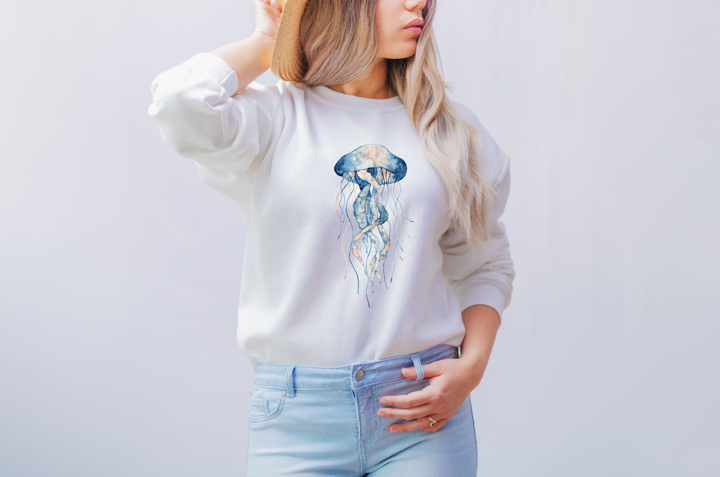 Sea Life - Jellyfish Print Fleece Sweatshirt