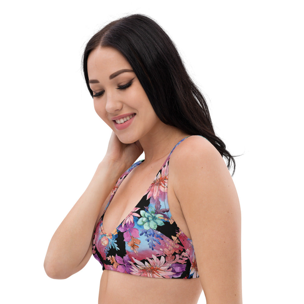 Cactus Flower Recycled Padded Bikini (top only)