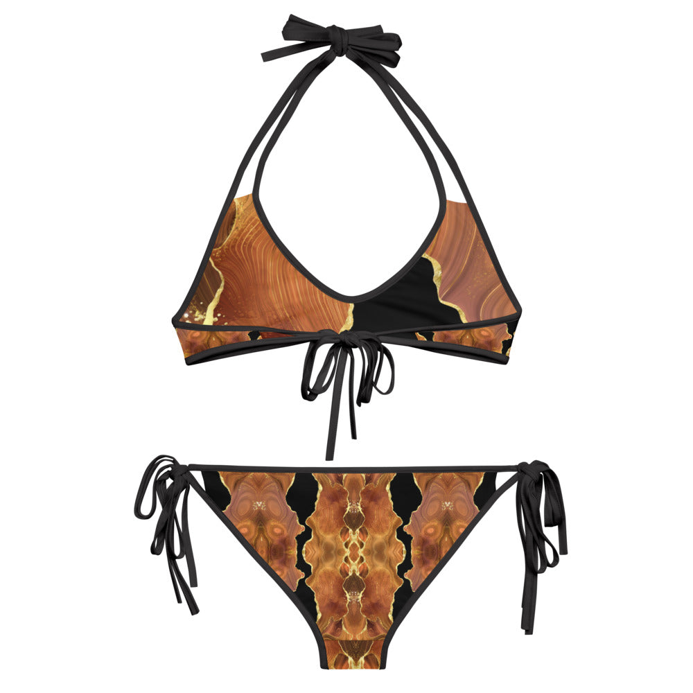 Reversible String Bikini - Black x Brown Agate