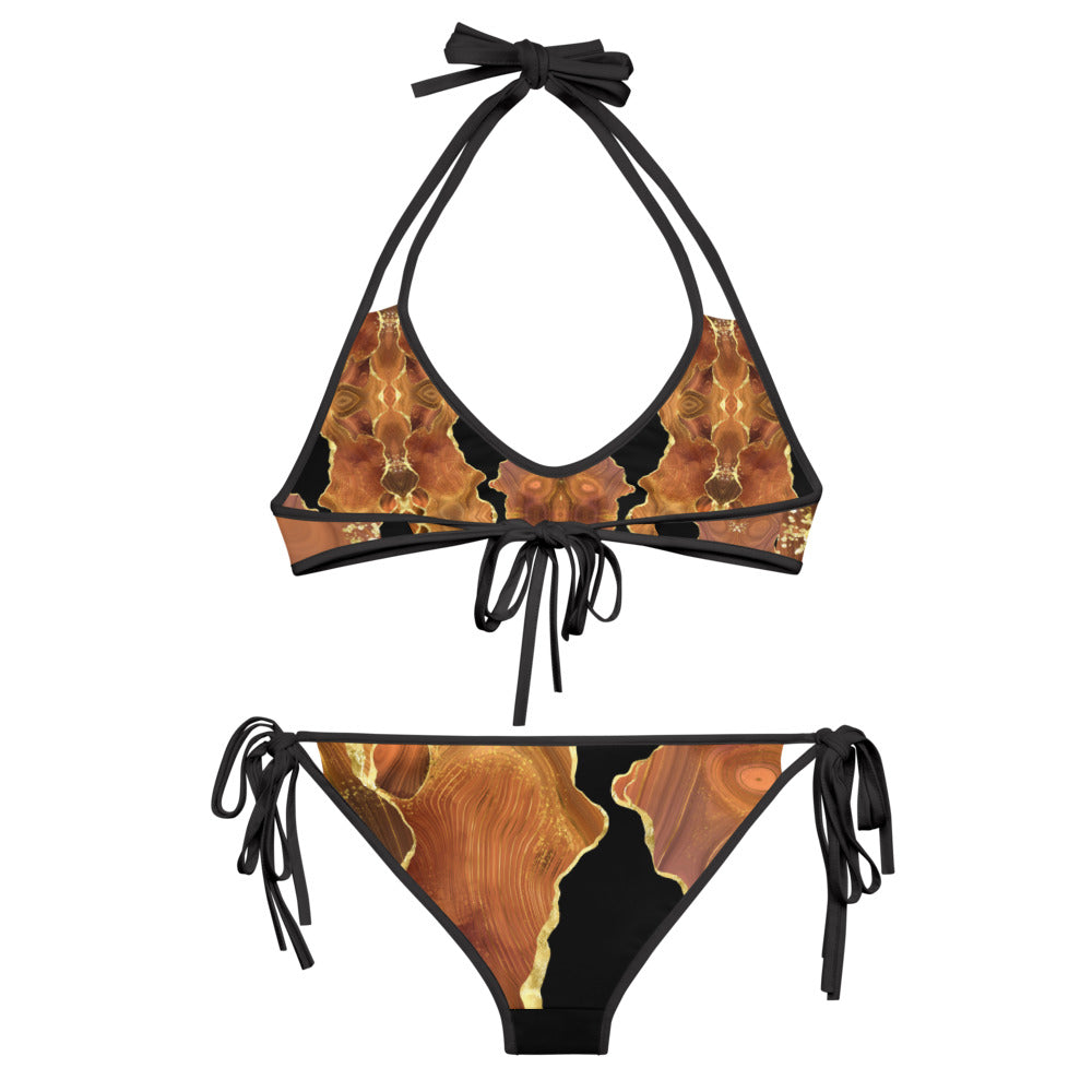 Reversible String Bikini - Black x Brown Agate