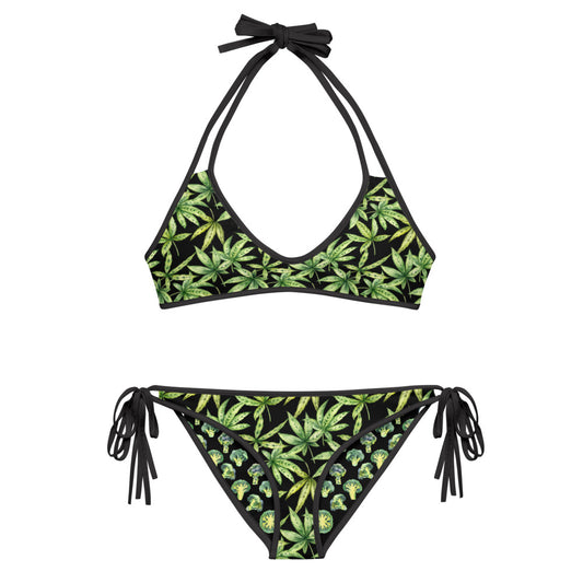 Reversible String Bikini Broccoli Pattern