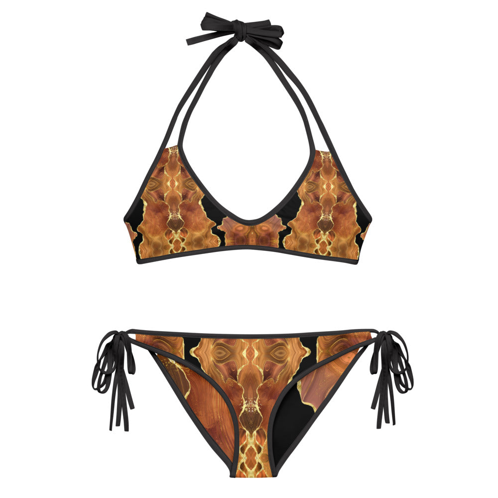 Reversible String Bikini - Black x Brown Agate