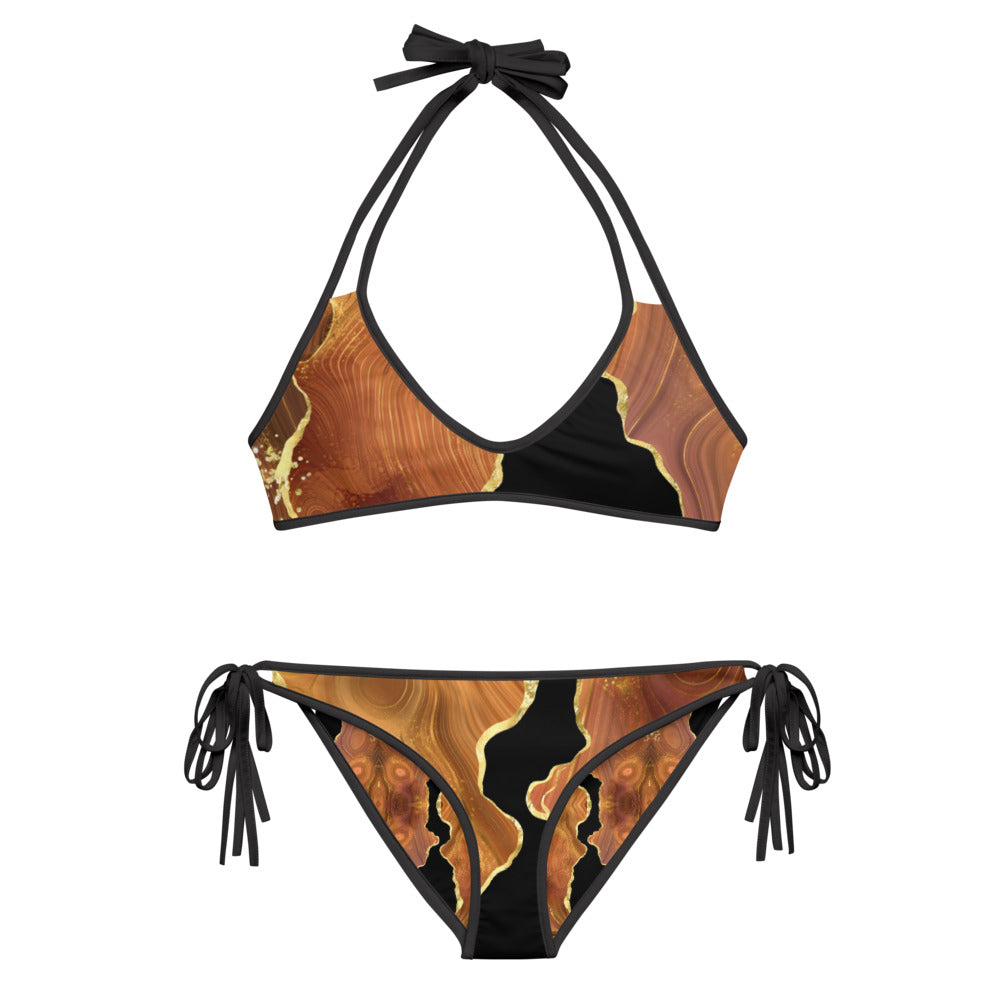 Reversible String Bikini - Black x Brown Agate