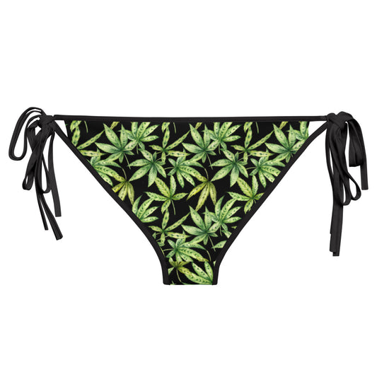 Reversible String Bikini Bottom - Broccoli Pattern