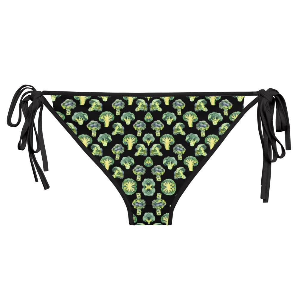 Reversible String Bikini Bottom - Broccoli Pattern