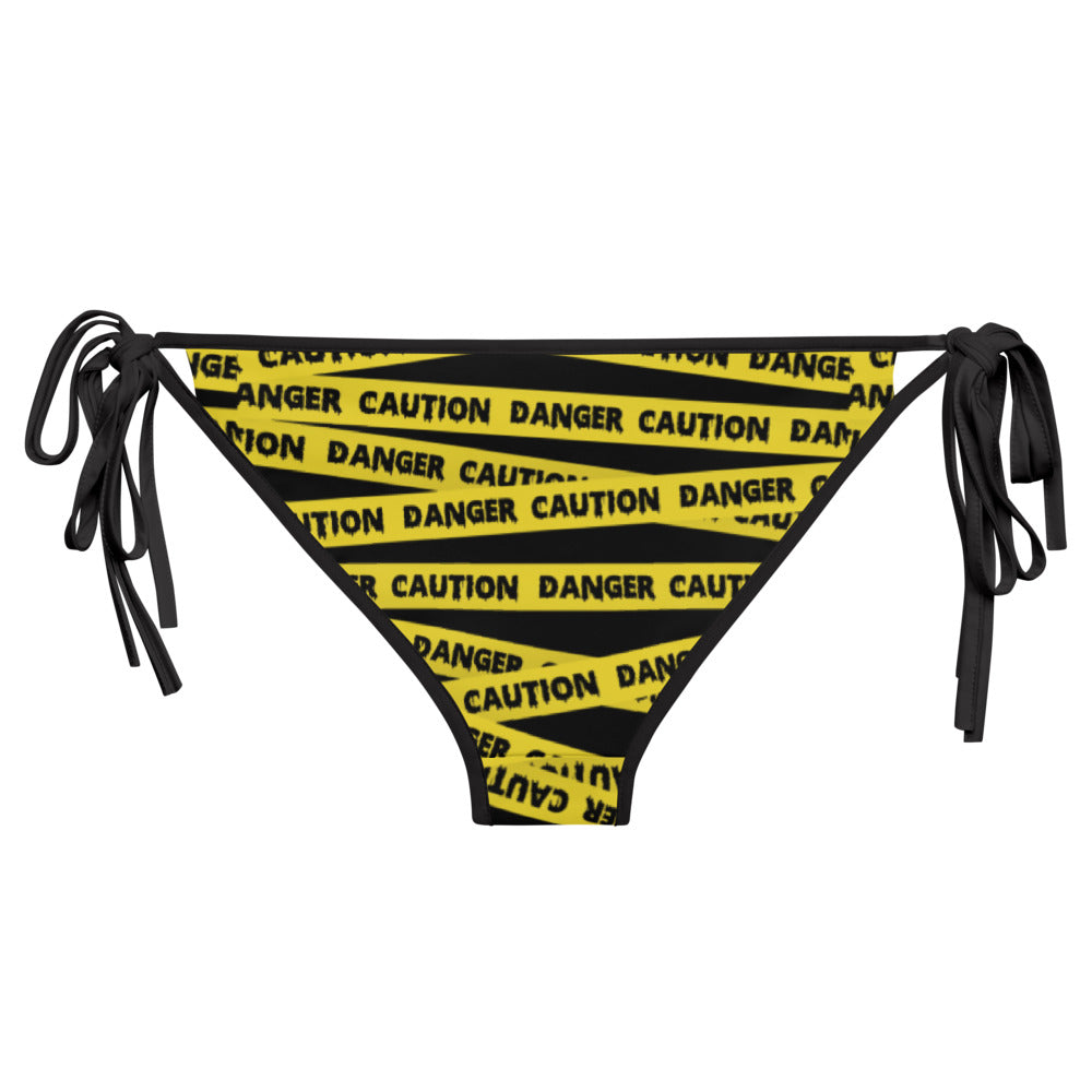 Caution Tape Print Reversible String Bikini Bottom