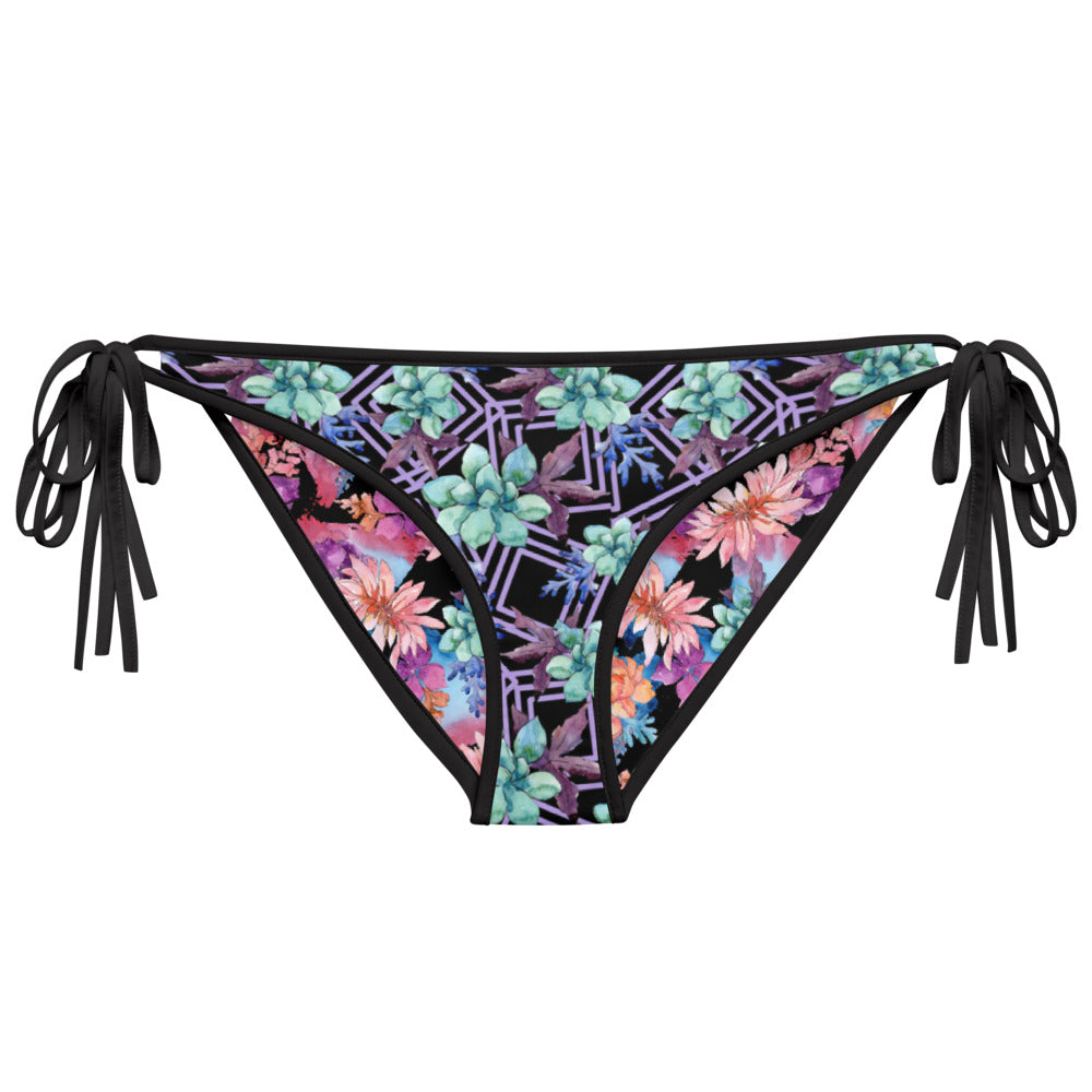 Reversible String Bikini (bottom only) - Cactus Flower and Desert Rosette