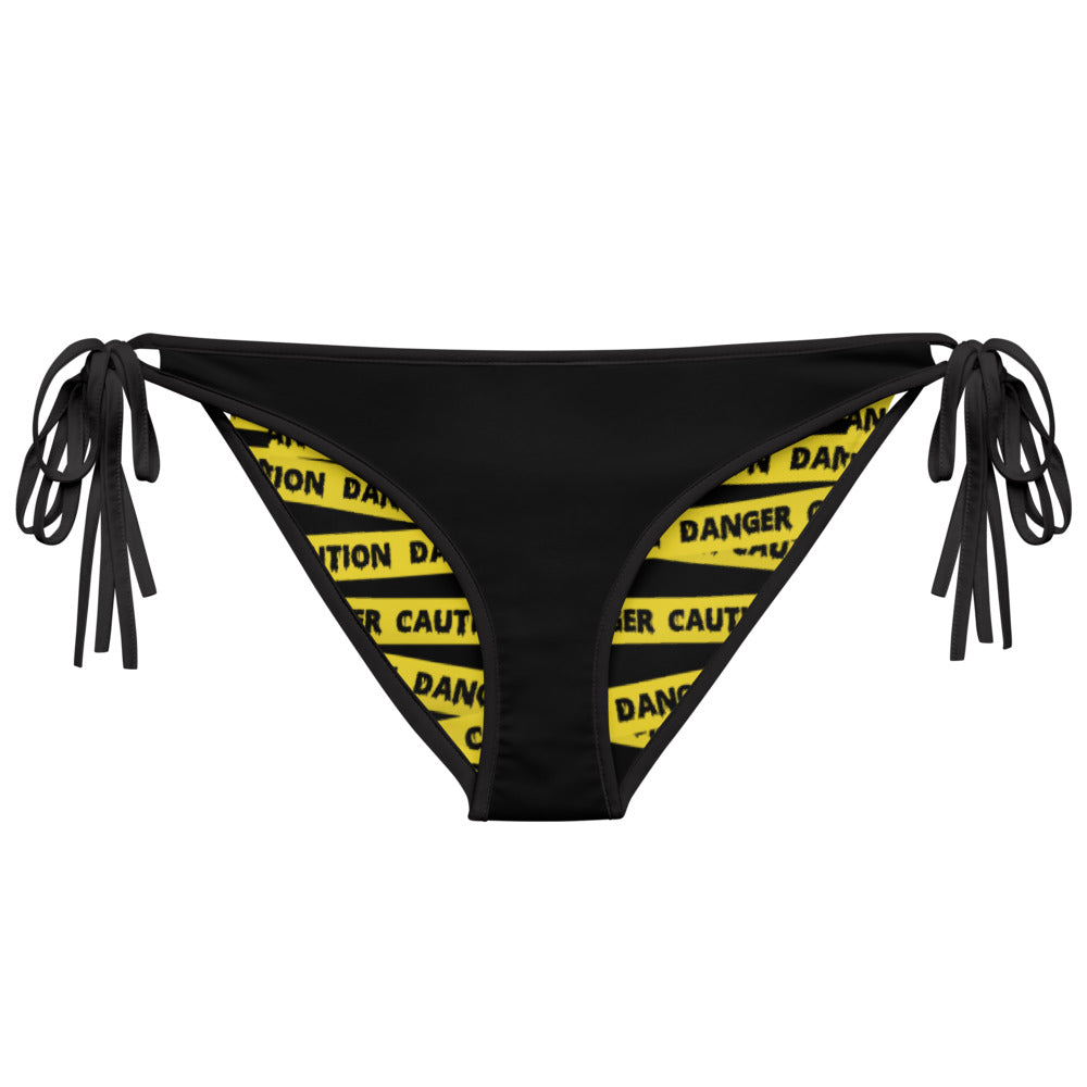 Caution Tape Print Reversible String Bikini Bottom