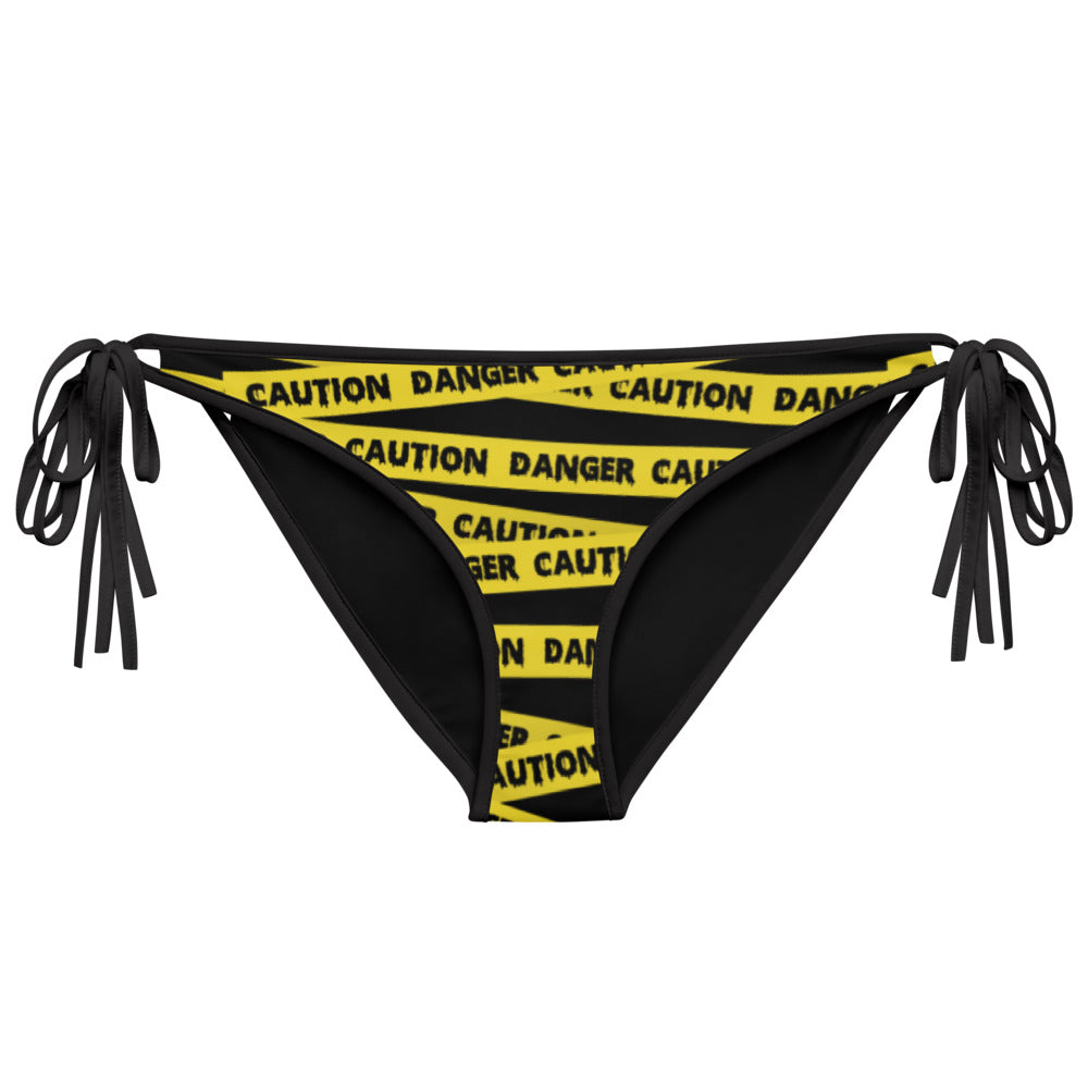 Caution Tape Print Reversible String Bikini Bottom