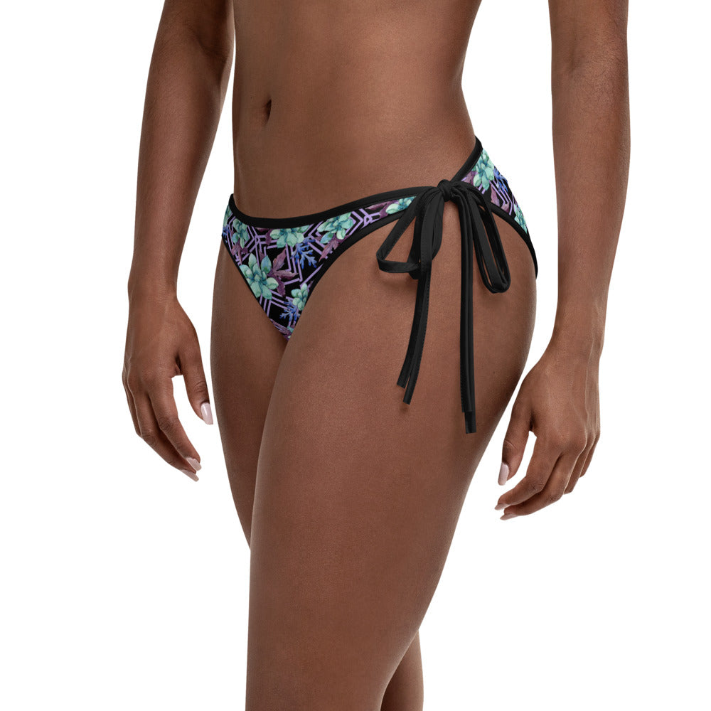 Reversible String Bikini (bottom only) - Cactus Flower and Desert Rosette