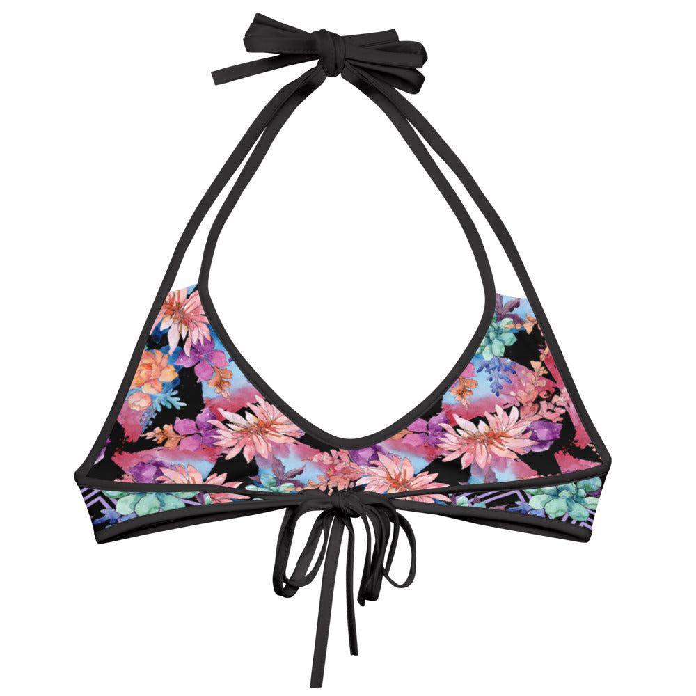 Cactus Flower Reversible Bikini Top