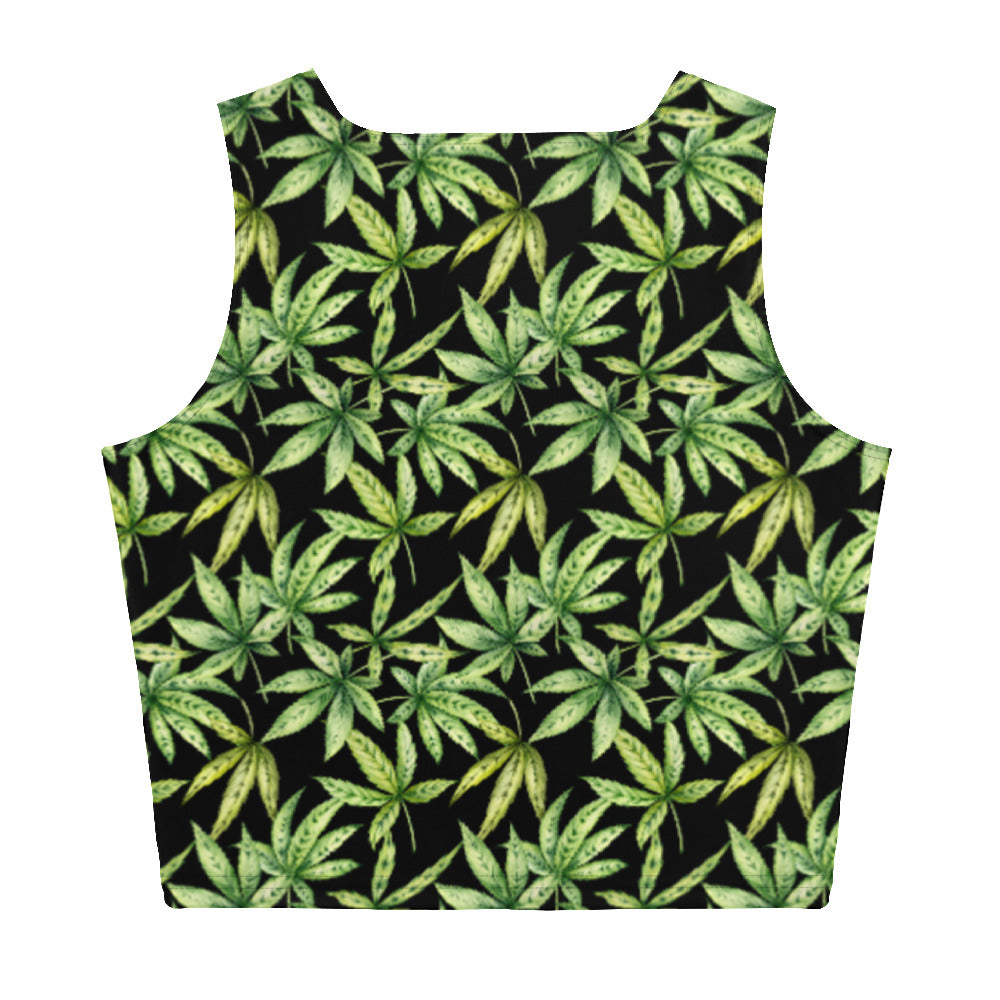 Crop Top - Green Cannabis Print