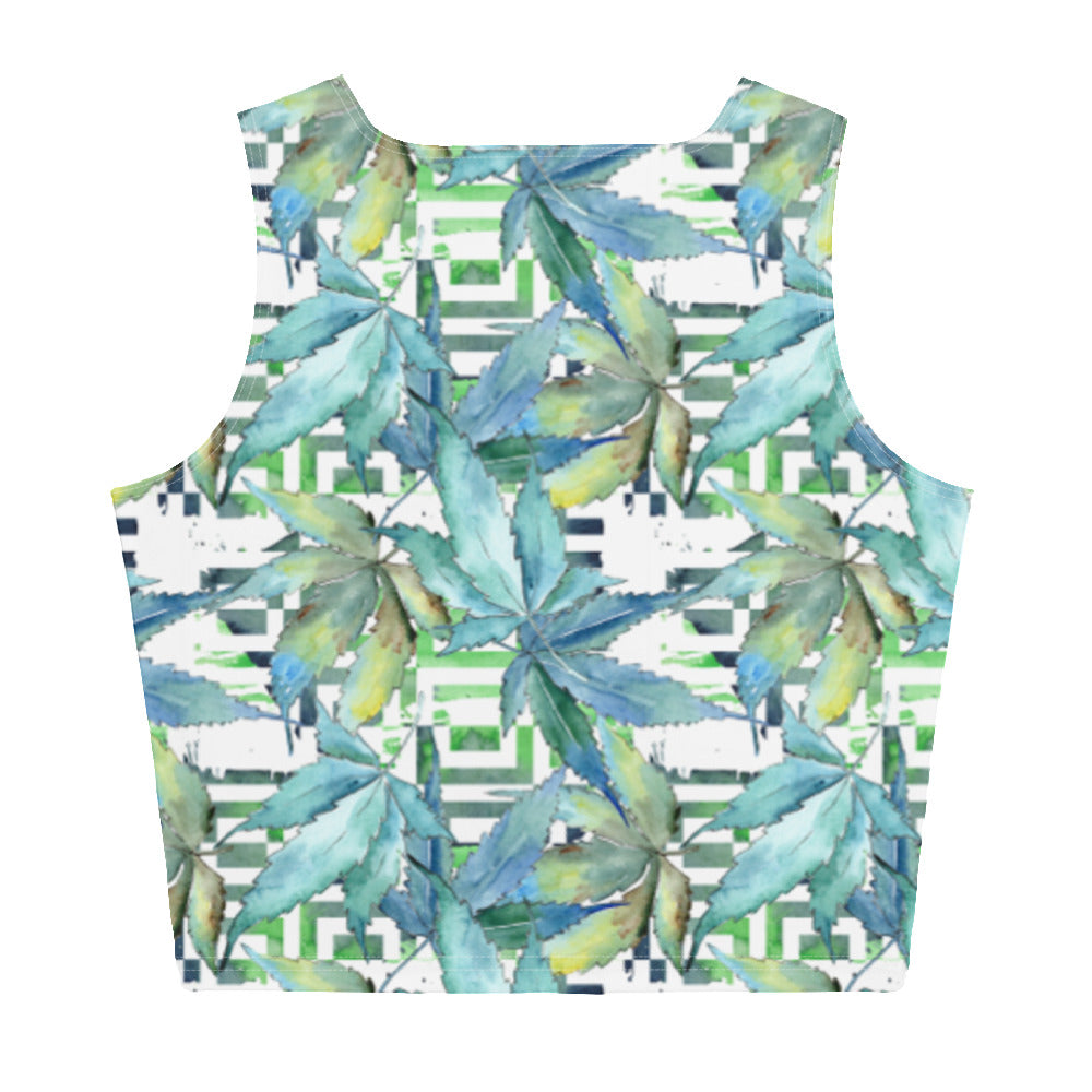 Crop Top - Blue Cannabis Print