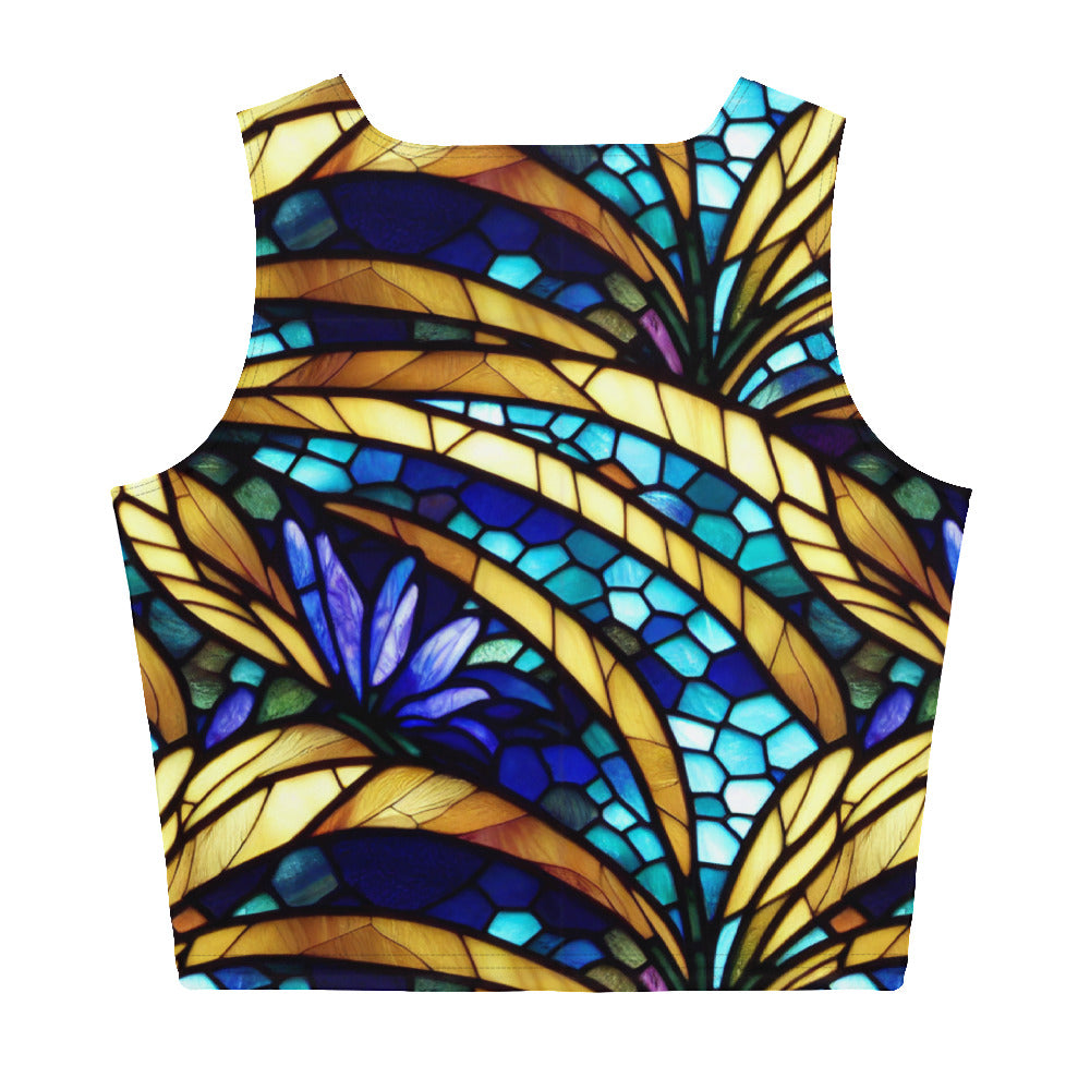 Blue and Gold Sea Glass Crop Top