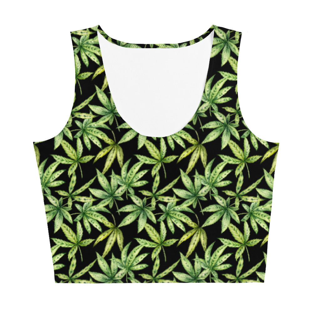 Crop Top - Green Cannabis Print