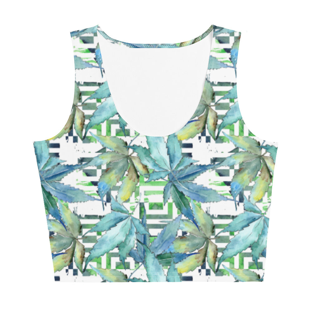 Crop Top - Blue Cannabis Print