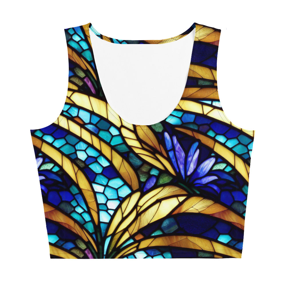 Blue and Gold Sea Glass Crop Top