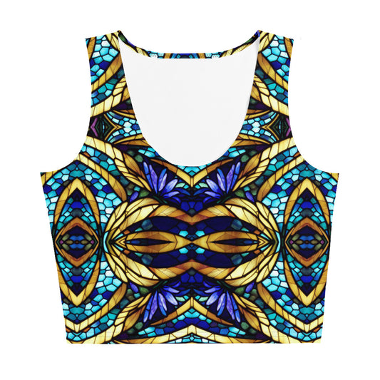 Blue and Gold Sea Glass Crop Top (Kaleidoscope)