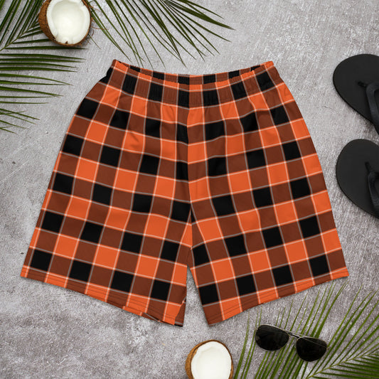 Halloween Plaid - Long Swim Shorts