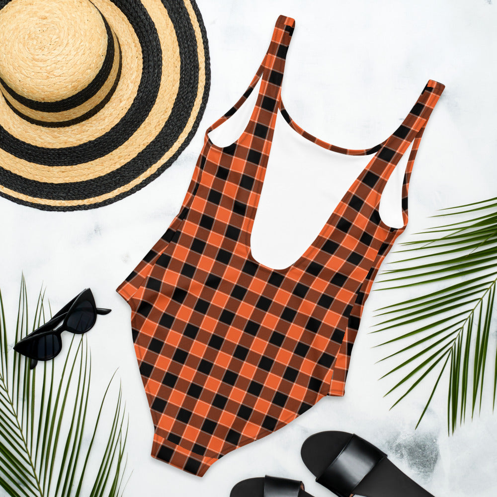 Halloween Plaid with Skull - One Piece Swimsuit