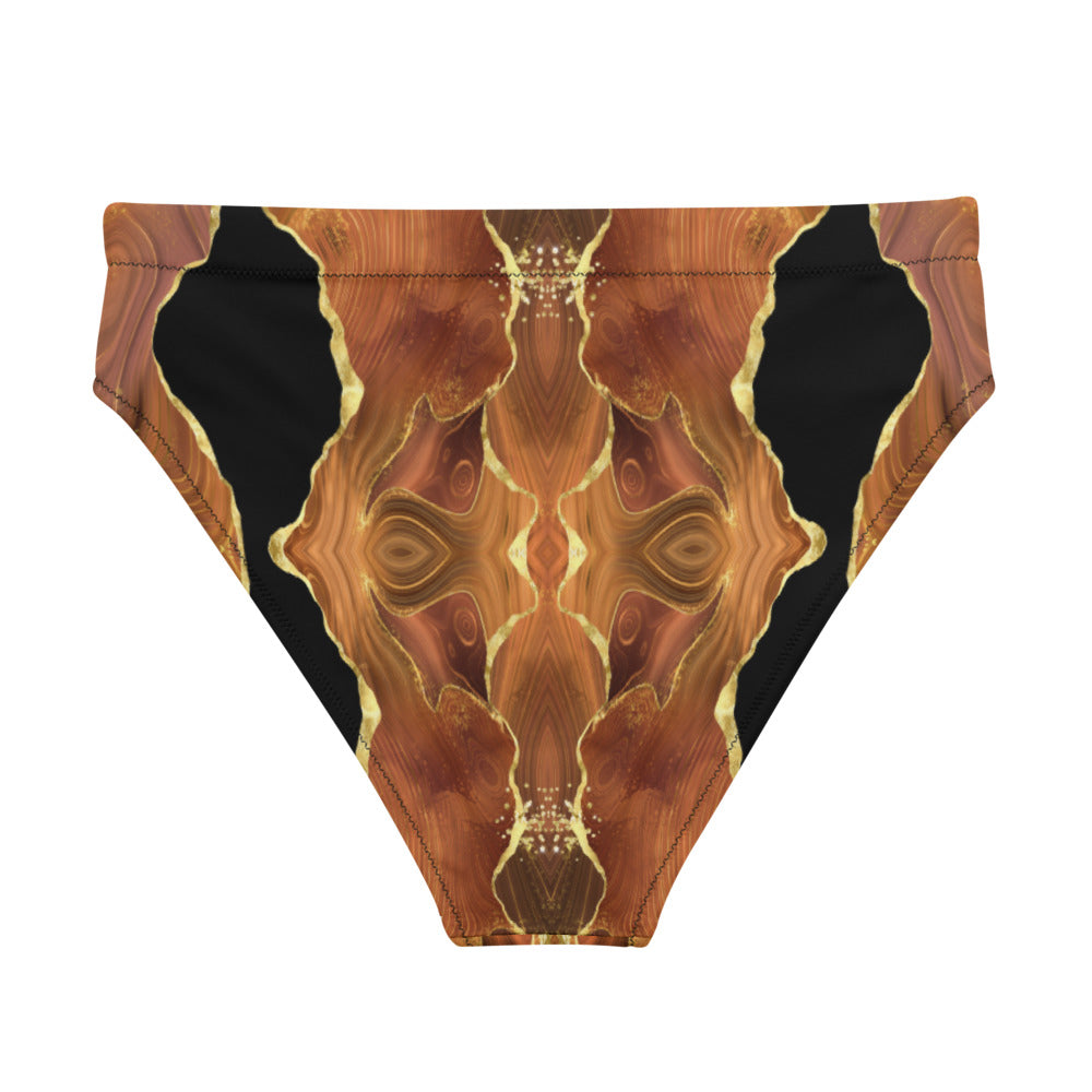 Black x Brown Agate High Waist Bikini - Bottom