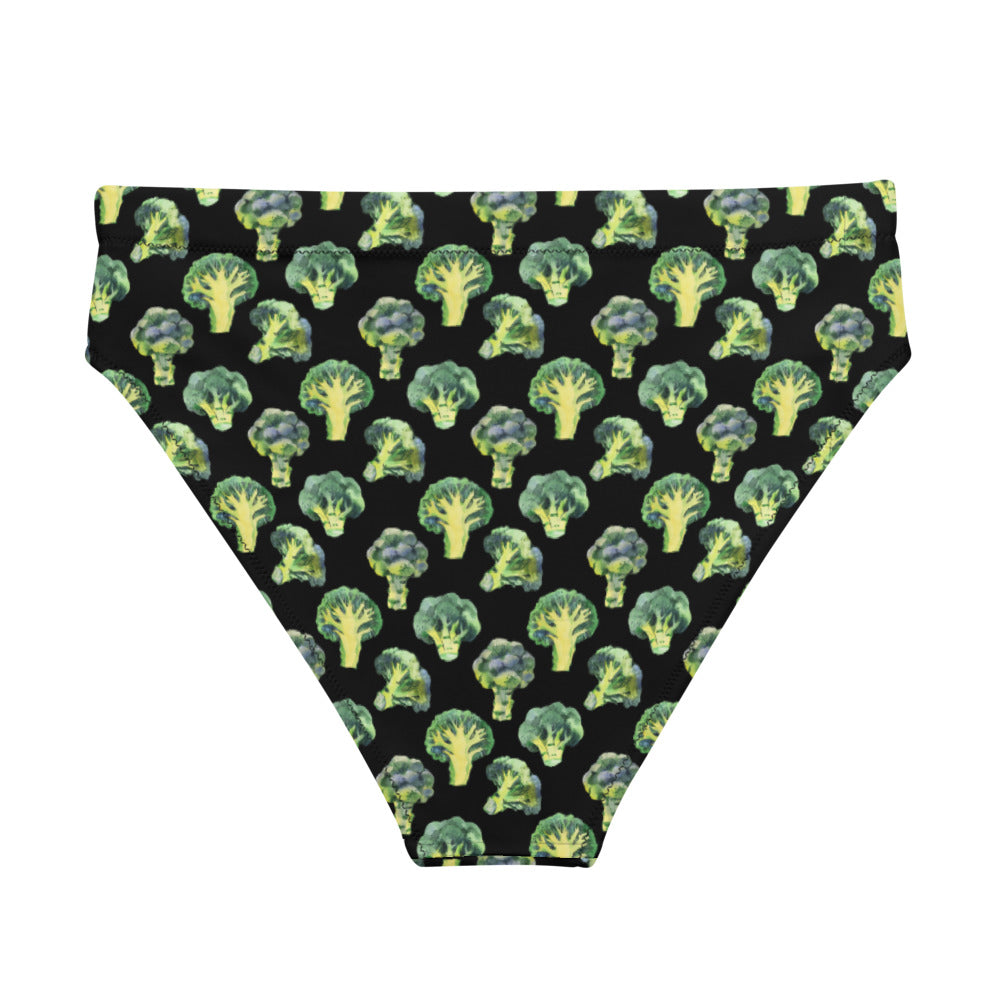 Recycled high-waisted bikini bottom Broccoli Pattern