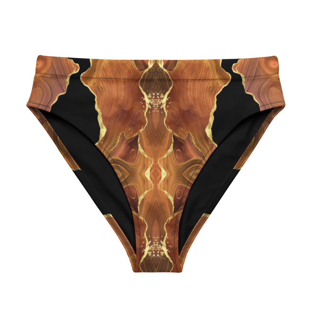 Black x Brown Agate High Waist Bikini - Bottom