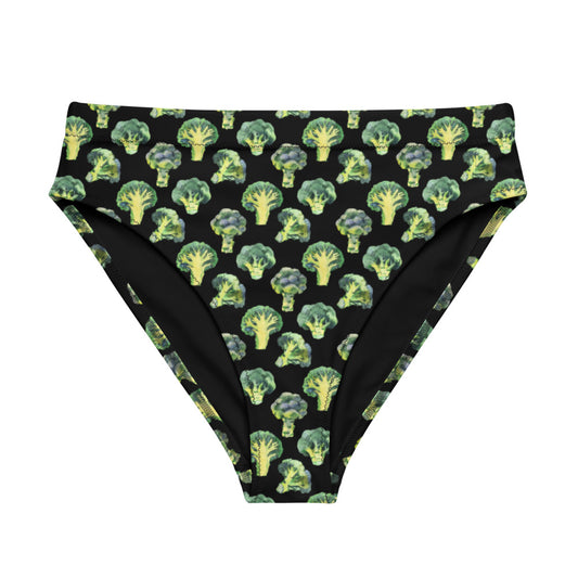 Recycled high-waisted bikini bottom Broccoli Pattern