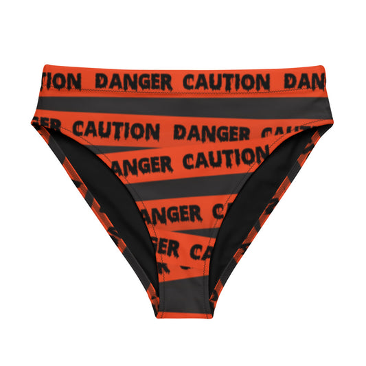 Orange Caution Tape Recycled high-waisted bikini bottom