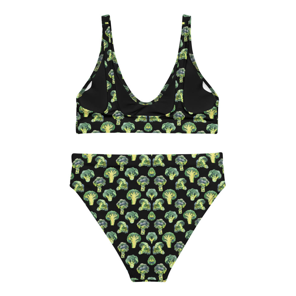 Recycled high-waisted bikini Broccoli Pattern