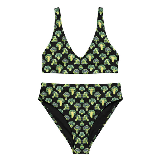 Recycled high-waisted bikini Broccoli Pattern