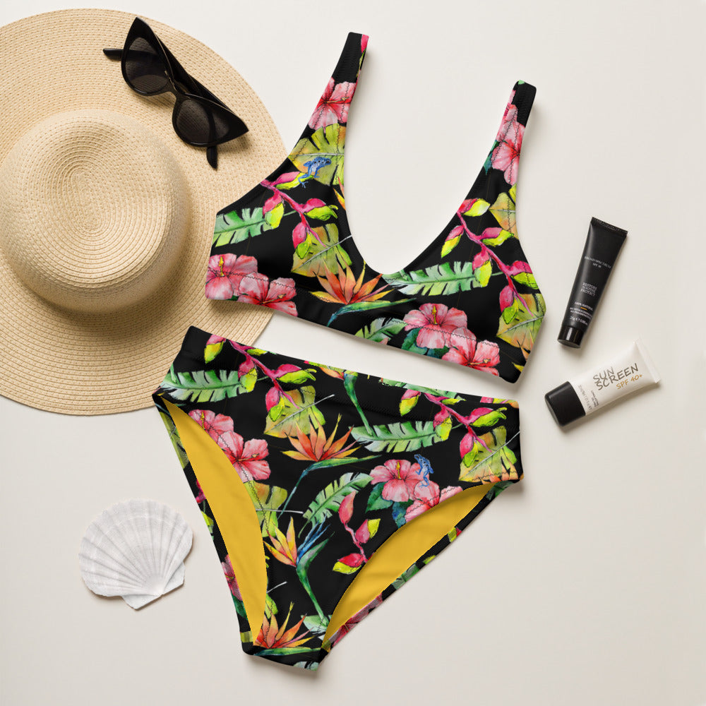 Tropical Rainforest with Frogs - Recycled high-waisted bikini