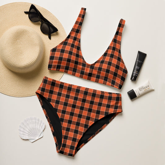 Halloween Plaid - Recycled high waisted bikini