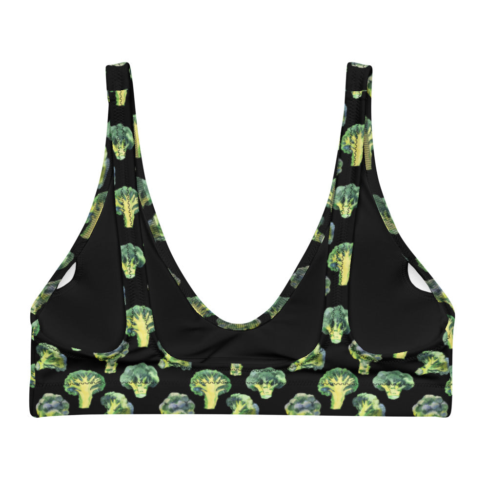 Recycled Padded Bikini (top only) - Broccoli Print