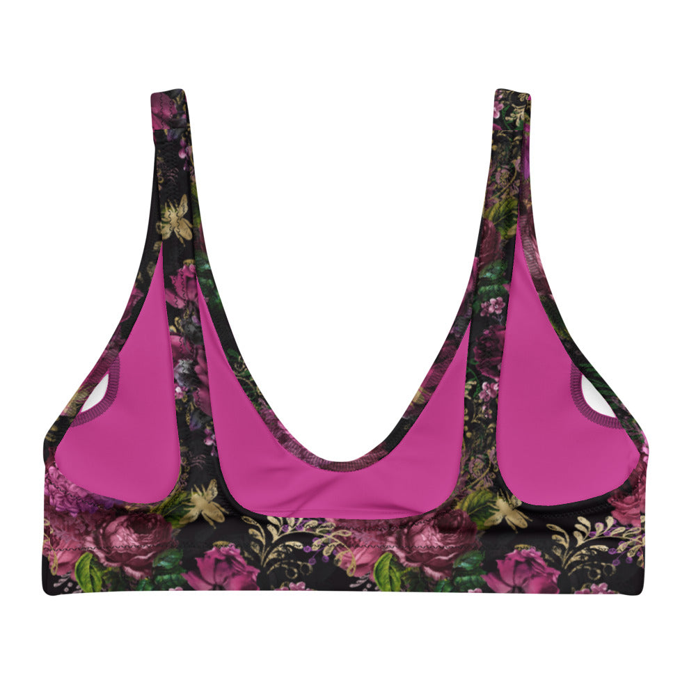 Recycled Padded Bikini (top only) - Bee with Roses