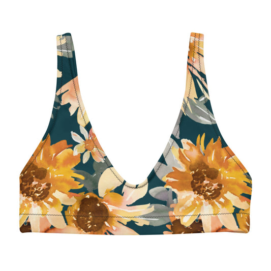 Sunflower Print - Recycled Bikini Top