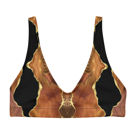 Black x Brown Agate High Waist Bikini - Top