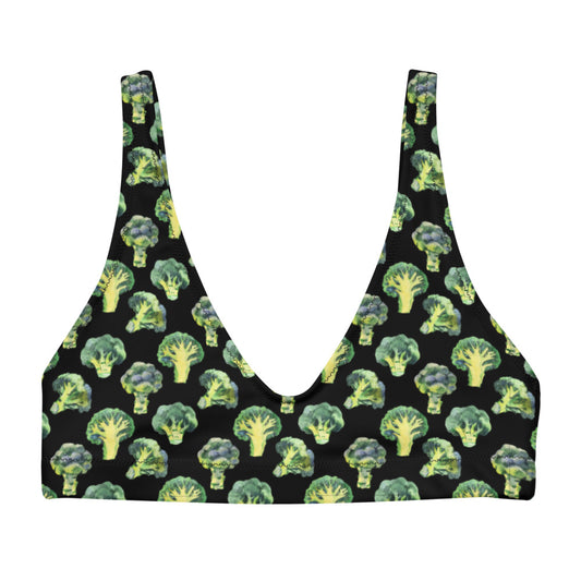Recycled Padded Bikini (top only) - Broccoli Print