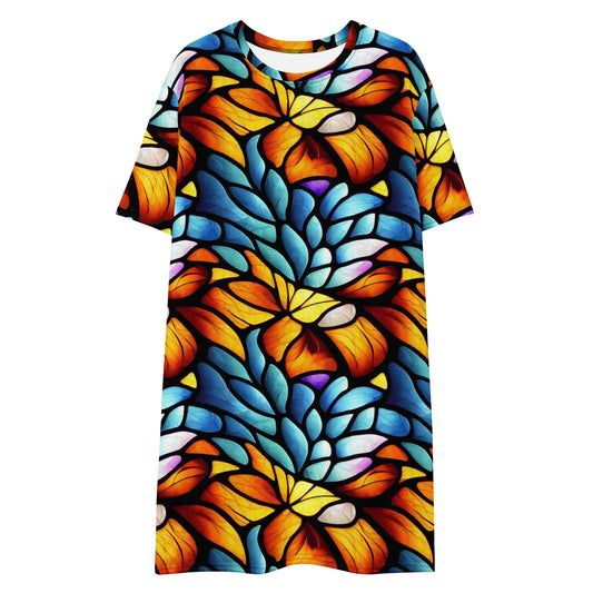 Orange and Blue Sea Glass T Shirt Dress