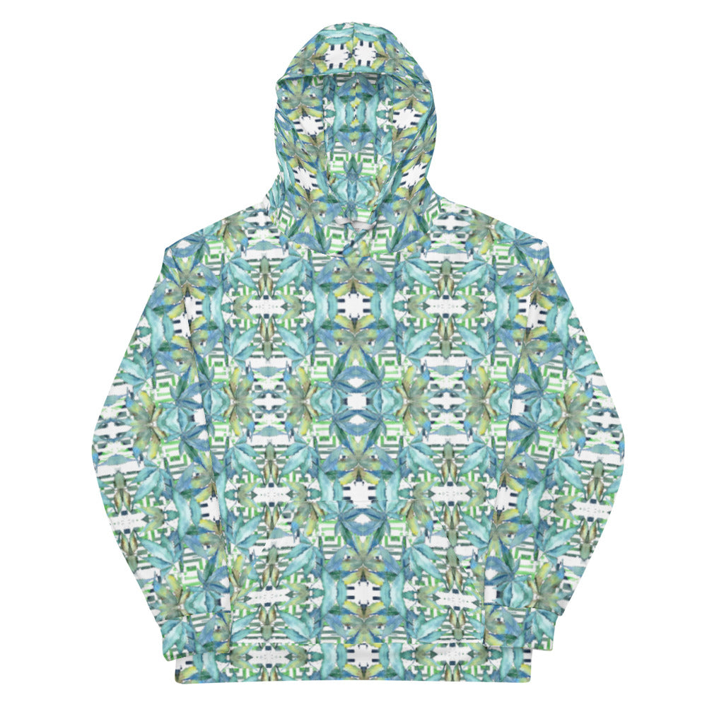 Blue Cannabis Leaf Print Unisex Hoodie