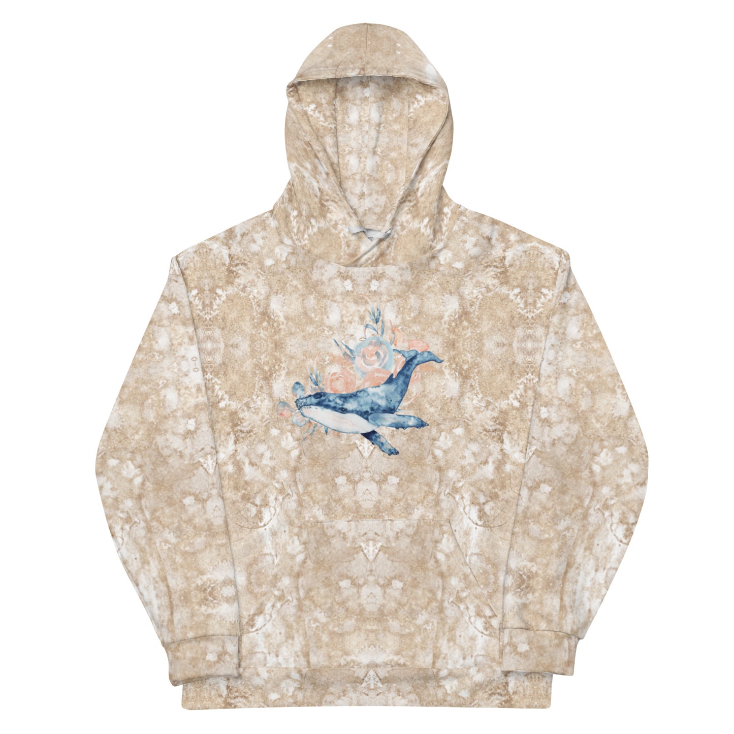 Sea Life - Whale Print Fleece Lined Hoodie (Sand)