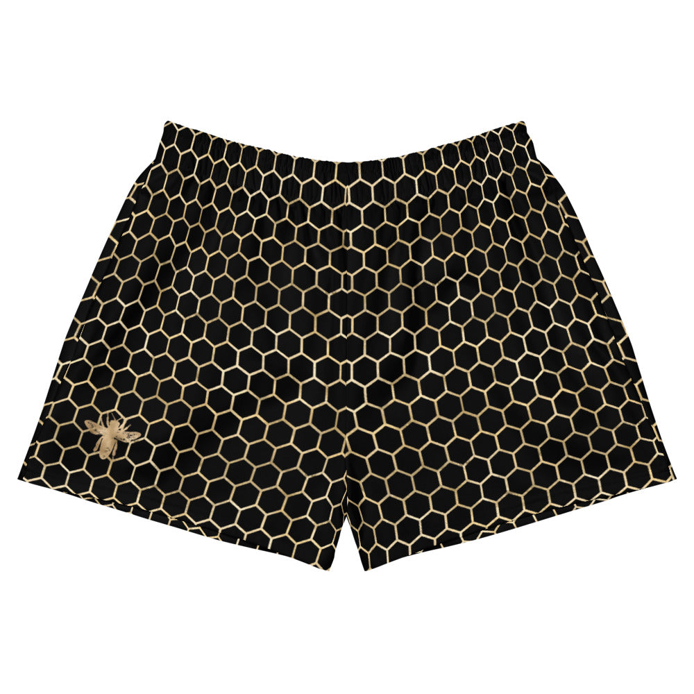 Black and Gold Honeycomb Swim Shorts - short length