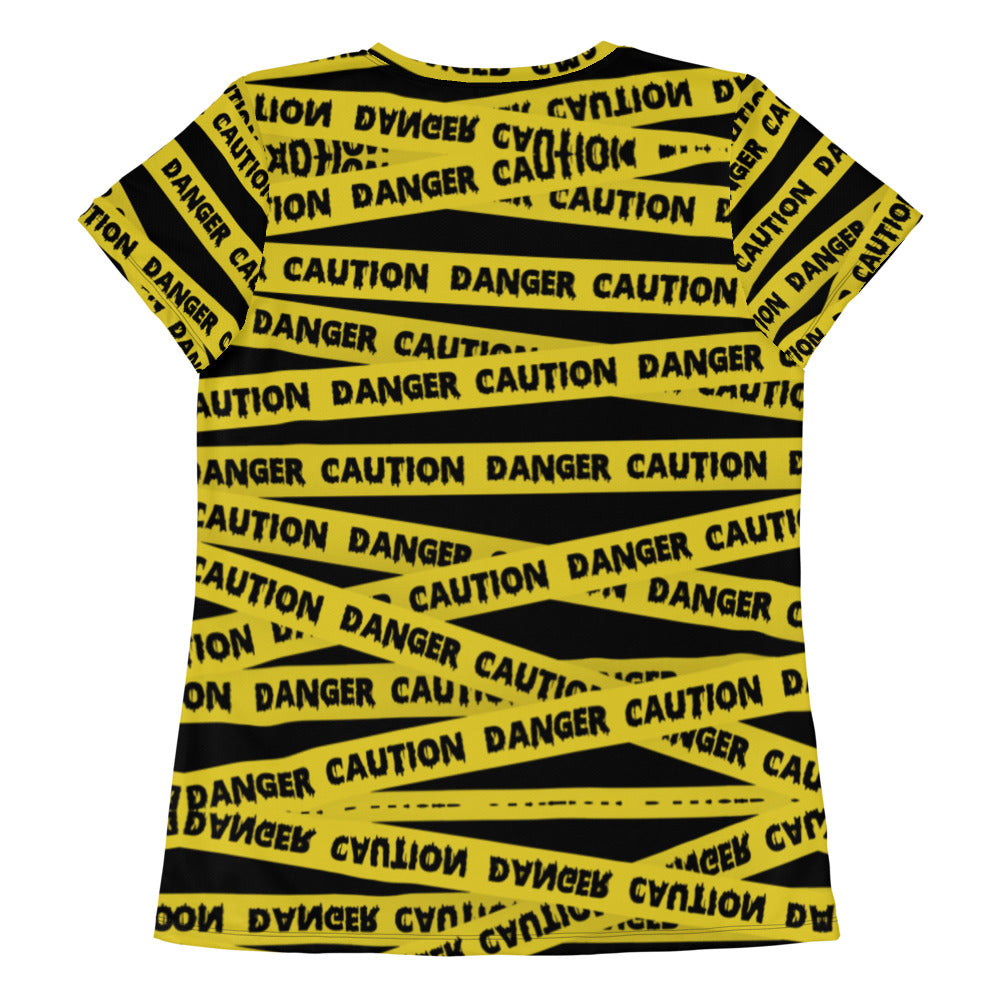 Caution Tape Print Athletic T-shirt