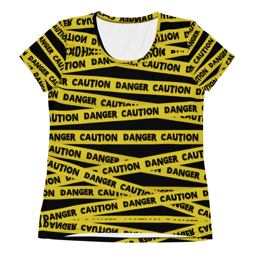 Caution Tape Print Athletic T-shirt