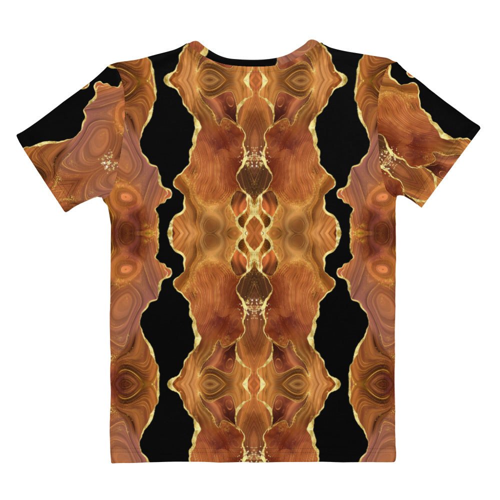 Women's T-shirt - Black and Gold Agate