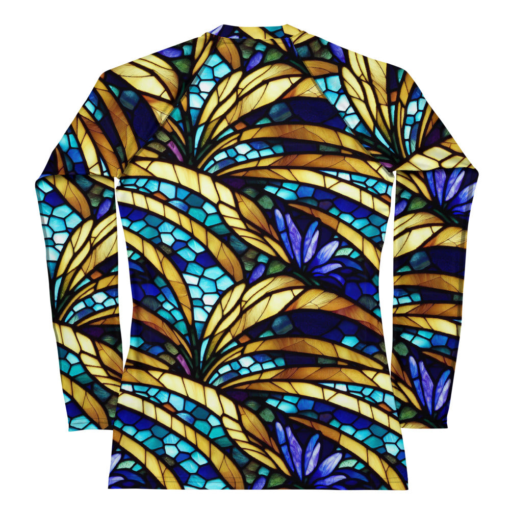 Blue and Gold Sea Glass Rash Guard