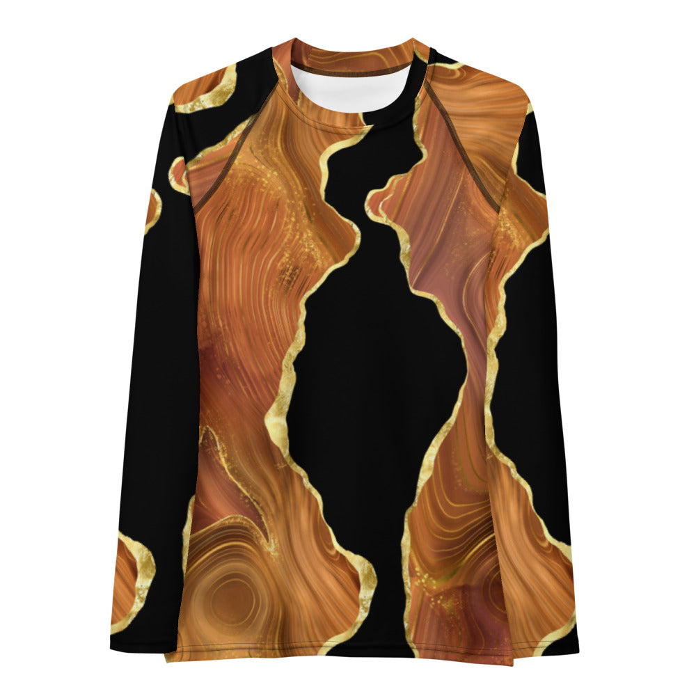 Women's Rash Guard - Black x Brown Agate