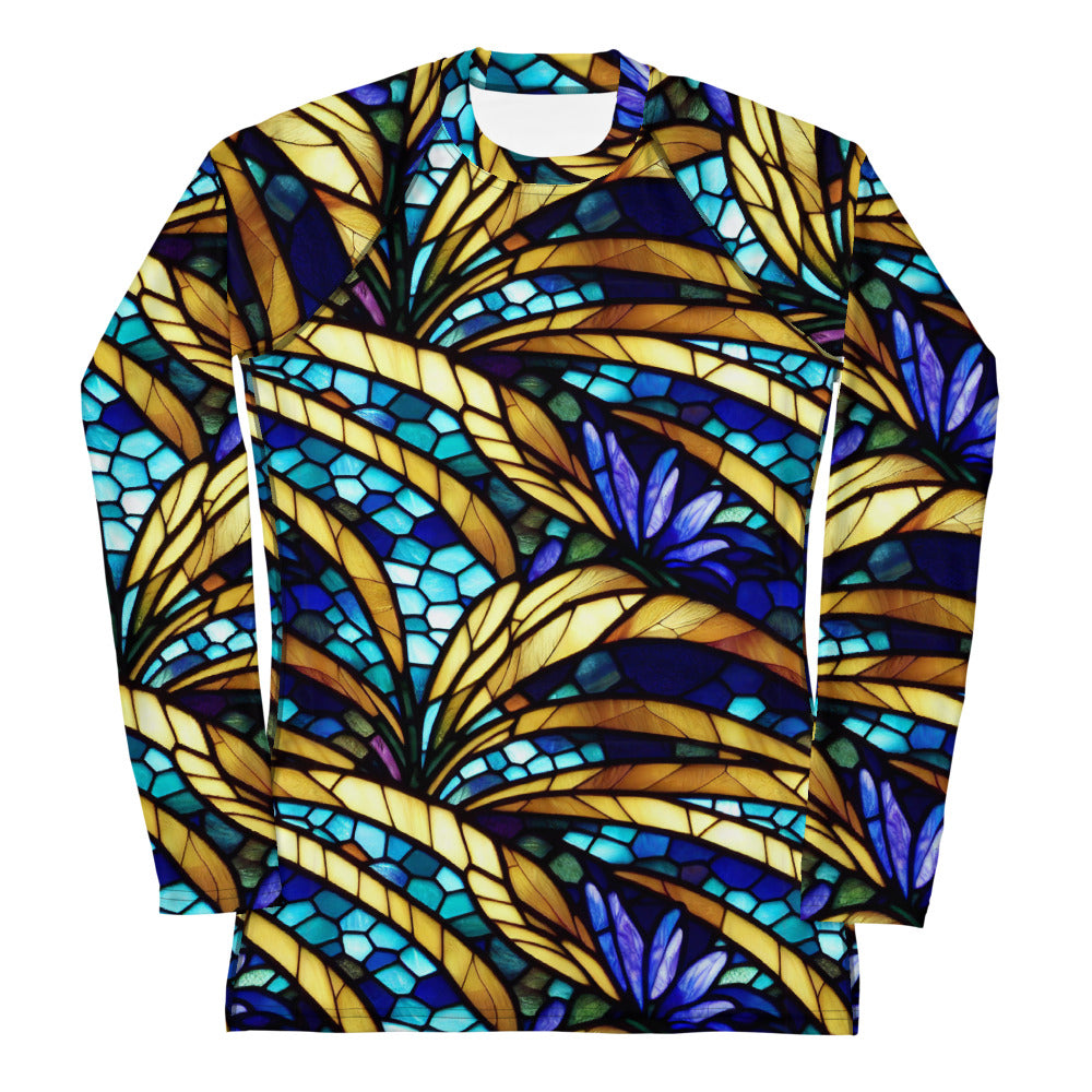 Blue and Gold Sea Glass Rash Guard