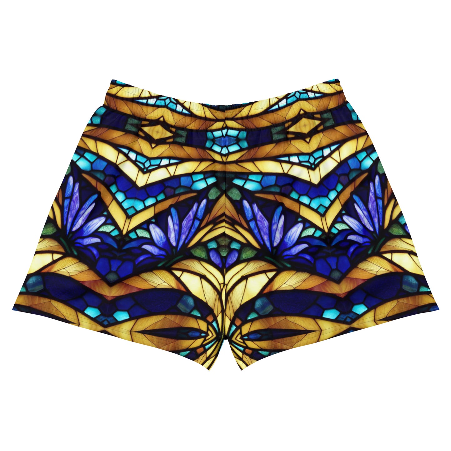 Blue and Gold Sea Glass Short Board Shorts (Kaleidoscope)